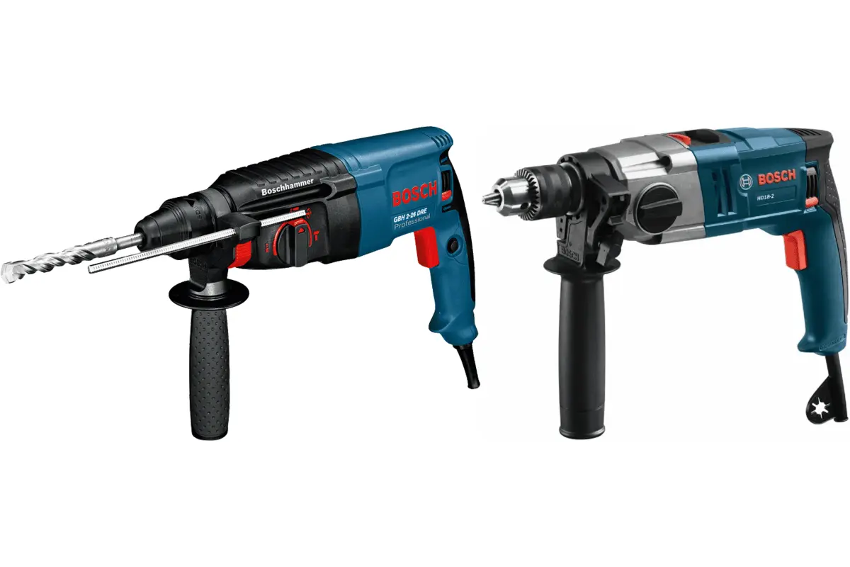 Rotary Hammer and Hammer Drill on white background
